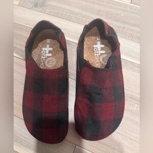 Red and Black Plaid Slip-On Shoes
